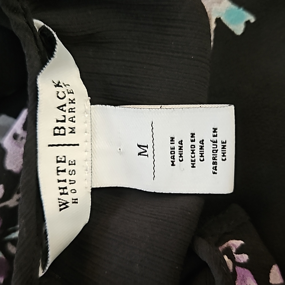 White House Black Market Woman's Floral Long-Sleeve Blouse. Sz: M EUC - Picture 2 of 8